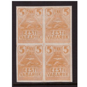 ESTONIA stamps 1919 SEAGULL 5 penni MiNo.5 4 block