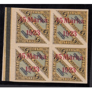Estonia Stamp blocks - Estonia air mail stamp with 45 Marka 1923 overprint on 5 Marka