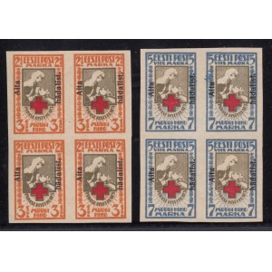 Estonia Stamp blocks - Estonia Red Cross stamp with Aita hädalist overprint 5 (7) & 2 1/2 (3 1/2) Marka (2)