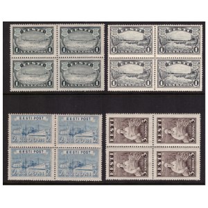 ESTONIA stamps 1933/35/38/40 KROON VALUES 1,2,3 krooni MiNo.98,108,137,159 - 4 blocks