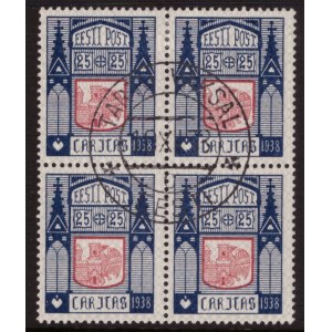 ESTONIA stamps 1938 CARITAS 25+25 senti MiNo.133 used 4 block