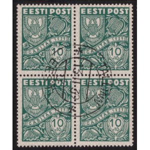 ESTONIA stamps 1939 CARITAS 10+10 senti MiNo.142 used 4 block