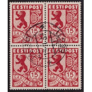ESTONIA stamps 1939 CARITAS 15+15 senti MiNo.143 used 4 block