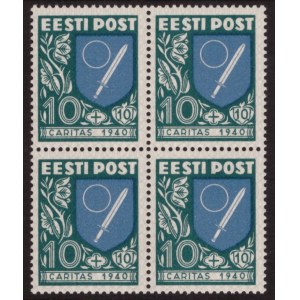 ESTONIA stamps 1940 CARITAS 10+10 senti MiNo.152 unused 4 block