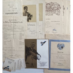 Estonia, Russia, USSR - Group of School certificates, Diplomas, Docoments etc