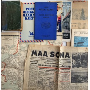 Estonia, Russia, USSR, Germany - Group of magazines/books/newspapers, maps, calendars, etc