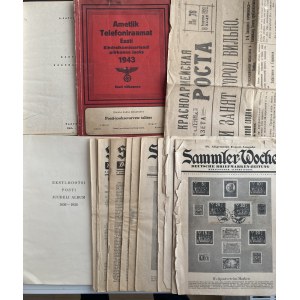 Estonia, Russia, USSR, Germany - Group of magazines/books/newspapers, maps, calendars, etc