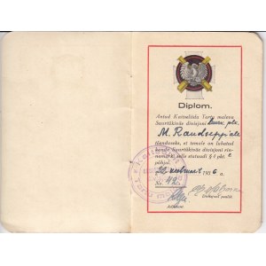 Estonia document 1936 for Badge: Tartu maleva Suurtükiväe divisjon