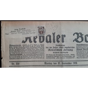 ESTONIA reduced rate printed matter Newspaper Revaler Bote, 1926