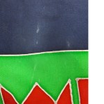 Echarpe verte et bleu marine avec tulipes