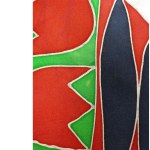 Echarpe verte et bleu marine avec tulipes