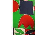 Echarpe verte et bleu marine avec tulipes