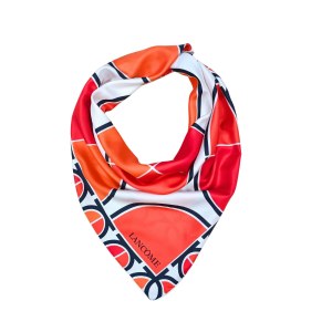 Echarpe en soie orange et blanche LANCOME des années 1970.