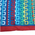 Châle à motifs géométriques marron et bleu MISS HELEN Paris
