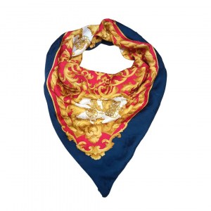 Seidenschal mit goldenem Kutschenmotiv, Celine-Stil