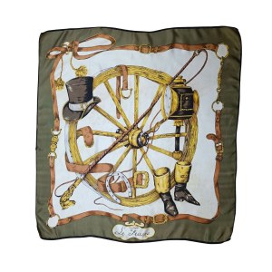 Le Fiacre green and cream scarf in Hermes style