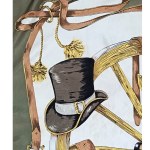 Le Fiacre green and cream scarf in Hermes style