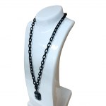 Black necklace with rectangular pendant by Jean Paul Gaultier