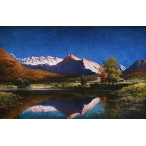 Karl KAUFMANN (J. ROLLIN) (1843-1902/05), Mountain Landscape with Lake.