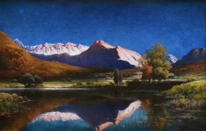 Karl KAUFMANN (J. ROLLIN) (1843-1902/05), „Pejzaż górski z jeziorem”