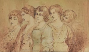 Jacek MALCZEWSKI (1854-1929), „Studium czterech kobiecych postaci i główki putta”