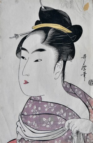 Kitagawa UTAMARO (1753-1806), „Młoda kobieta w różowym kimonie”