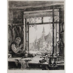 Hugo ULBRICH (1867-1928), Pohľad na vroclavskú radnicu z okna krajčírskej dielne Becker