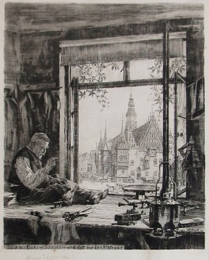 Hugo ULBRICH (1867-1928), „Widok wrocławskiego ratusza z okna pracowni krawieckiej Beckera”