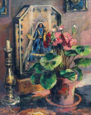 Jules BOUDRY (1888-1951), Martwa natura z domowym ołtarzykiem