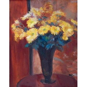 Wojciech WEISS (1875-1950), Kwiaty - Astry w szklanym wazonie
