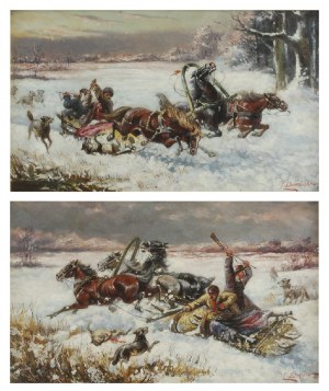 Leon DEMBOWSKI (1823-1904), Para obrazów: Napad wilków