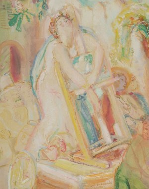 Kasper POCHWALSKI (1899-1971), Muza ze sztalugami, z cyklu: Przeprowadzka artystów, 1935
