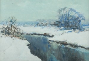 Wiktor KORECKI (1890-1980), Pejzaż zimowy z rzeką