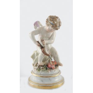Heinrich Schwalbe (1847-1924) - model z 4.ćw. XIX w. dla Królewskiej Manufaktury w Miśni, Amor wzniecający ogień dwu serc (Amor, das Feuer zweier Herzen anfachend)
