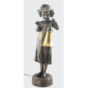 Aristide de RANIERI (1865-1929), Lampa elektryczna z figurą dziewczynki