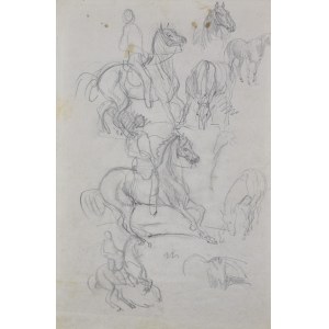 Piotr MICHAŁOWSKI (1800-1855), Skizzen von Pferden - doppelseitige Zeichnung