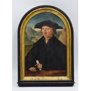 Malíř neurčen / Severní Nizozemí nebo Dolní Porýní, 16. století, Portrét muže na pozadí krajiny, 1522