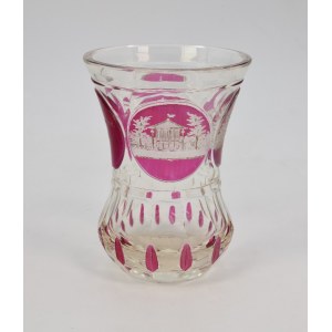 Spa glass, souvenir from Truskavets, Biedermeier