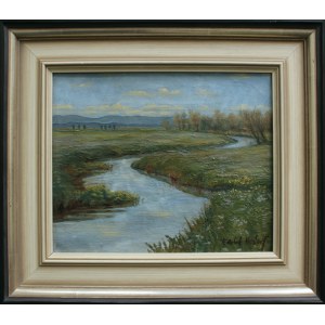 A.N., Foothills landscape with a river