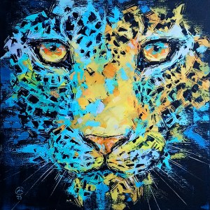 Alisa Savitska, Modrožlutý leopard, 2023.