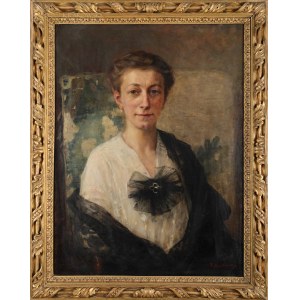 Teodor AXENTOWICZ (1859-1938), Bildnis einer Dame mit einer Brosche.