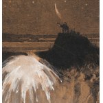 Adam STYKA (1890-1959), Noční bitva z cyklu ilustrací k románu H. Sienkiewicze V poušti a divočině.