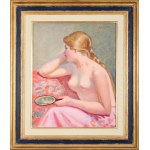 Stanislaw ŻURAWSKI (1889-1976), Semi-act of a blonde with a mirror.