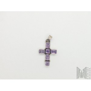 Cross with amethysts - 925 silver