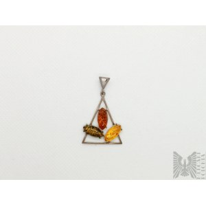 Pendant with 3 natural ambers - 925 silver