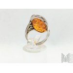 Ring with natural amber - 925 silver