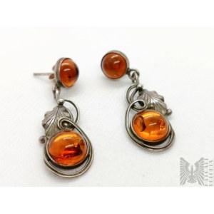 Earrings with natural amber - 925 silver
