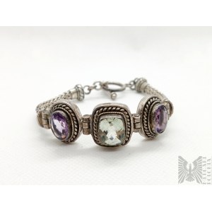 Bracelet with artificial stones - 925 silver