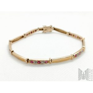 Gold-plated bracelet with natural rubies - 925 silver