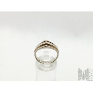 Neo-Art deco ring with geometric patterns - 925 silver